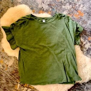 Eyelet flutter sleeve t-shirt